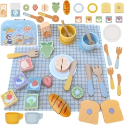 Tooky toy ξύλινο σετ πικνίκ με φρούτα για κόψιμο σε βαλιτσάκι