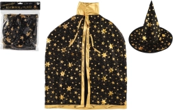 Παιδικό μαγικό καπέλο και κάπα σε μαύρο‑χρυσό, διάμετρος 38 εκ.