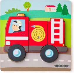 Ξύλινο ένθετο παζλ Woody baby πυροσβεστικό αυτοκίνητο 5 τεμαχίων - 1 τεμάχιο