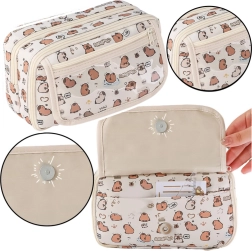 Κασετίνα για σχολικά είδη με καπιμπάρα, λευκή, 21 cm