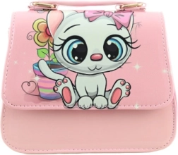 Παιδική τσάντα με μοτίβο γατούλας, ροζ, γυαλιστερή