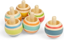 Ξύλινη σβούρα με πολύχρωμες ρίγες