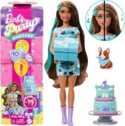 Κούκλα γενεθλίων Barbie Party Unboxed με σκυλάκι κόργκι