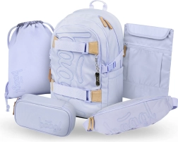 Baagl σετ 5 Skate Lilac: σχολική τσάντα πλάτης, κασετίνα, σακίδιο-πουγκί, τσαντάκι μέσης και θήκη για laptop