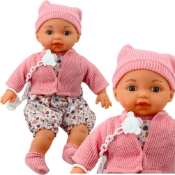 Κούκλα Μωρό με Σκουφάκι και Πιπίλα σε Αλυσίδα Ροζ 40cm