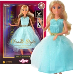 Woopie Royal κούκλα Lily 30 cm με μακριά ξανθά μαλλιά σε κομψό τιρκουάζ φόρεμα