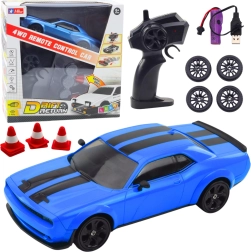 RC drift αυτοκίνητο 4WD με ανταλλάξιμους τροχούς, μπλε
