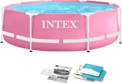 Στρογγυλή πισίνα με σκελετό για παιδιά 244 × 76 cm ροζ Intex