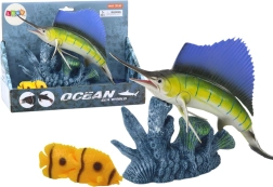 Φιγούρα Ξιφία σε Κοραλλιογενή Ύφαλο με Ψαράκια