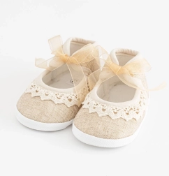 Βρεφικά δαντελένια παπουτσάκια New Baby καφέ 3–6 μηνών