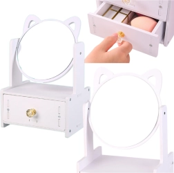 Μίνι τουαλέτας καθρέφτης με ξύλινο συρτάρι, λευκό