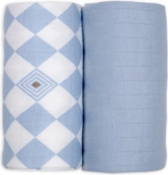 Lodger swaddler από οργανικό βαμβάκι 110 × 110 cm, blue fogg - 2 τεμάχια