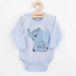 Βρεφικό κορμάκι με μακρύ μανίκι New Baby Happy Elephant μπλε 80