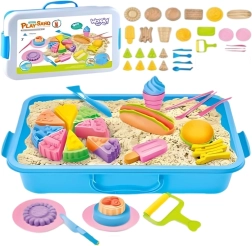 Woopie κινητική άμμος 6 χρώματα 1,2 kg – εστιατόριο και ζαχαροπλαστείο με τραπεζάκι και καλούπια