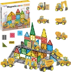 Woopie μαγνητικά δομικά τουβλάκια με εργοτάξιακά οχήματα, 30 κομμάτια