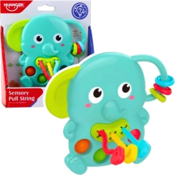 Αισθητηριακή κουδουνίστρα ελέφαντας πράσινος με κινητά στοιχεία