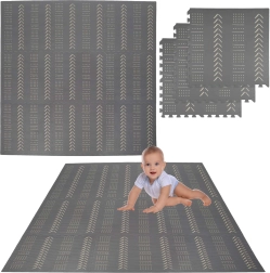 Humbi αφρώδες παζλ υπόστρωμα 9 τεμ., γκρι, 180 × 180 × 1 cm