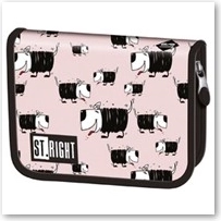 Σχολική κασετίνα διπλού φύλλου ροζ BAMBINO με σκυλάκια