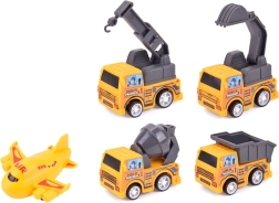 Σετ Μικρών Οικοδομικών Μηχανημάτων και Αεροπλάνου με Μηχανισμό Επαναφοράς