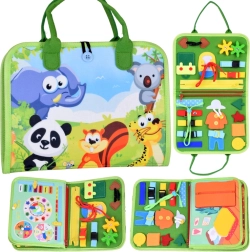 Υφασμάτινο βιβλίο Montessori δραστηριοτήτων με ζωάκια και ρολόι