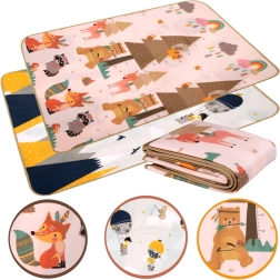 Διπλής όψης εκπαιδευτικό αφρώδες χαλάκι EPE 150 × 180 cm βουνά και ζωάκια