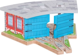 Bigjigs Rail τριπλό αμαξοστάσιο με πύλες για ξύλινες σιδηροδρομικές πίστες
