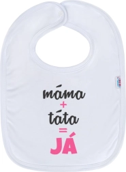 Παιδική σαλιάρα NEW BABY μαμά + μπαμπάς = εγώ – ροζ