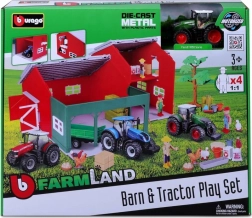 Bburago Farmland σετ αχυρώνας με τρακτέρ