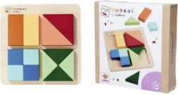 Τετράγωνο ξύλινο παζλ Montessori – γεωμετρικό παιχνίδι συναρμολόγησης με 4 τετράγωνα