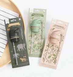 A Little Lovely Company σετ καπακιού, βουρτσάκι και καλαμάκι για ανοξείδωτο μπουκάλι 350 ml – Zvířata