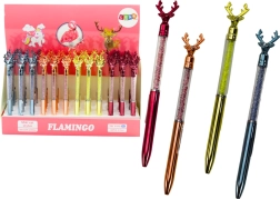 Στυλό με μπίλια με ελάφι και διαμαντάκια, μπλε ή μαύρο μελάνι, μύτη 0,7 mm