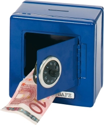 Μεταλλικός κουμπαράς - Μπλε χρηματοκιβώτιο