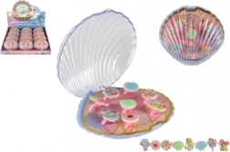 Σετ παιδικών ρυθμιζόμενων δαχτυλιδιών με θέμα τον κόσμο της θάλασσας σε κουτί σε σχήμα κοχυλιού