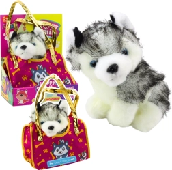 Λούτρινος σκύλος Husky σε τσάντα