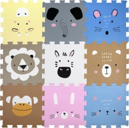 Humbi αφρώδες υπόστρωμα – εκπαιδευτικό παζλ με ζωάκια 120 × 120 cm, 9 κομμάτια