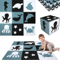 Μεγάλο αφρώδες χαλάκι παιχνιδιού XXL 180 × 180 cm – θαλάσσια ζώα HUMBI