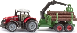 Siku τρακτέρ Massey Ferguson με δασικό ρυμουλκούμενο και κορμούς
