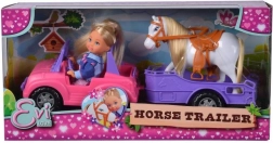Κούκλα Evi Love με τζιπ και αποσπώμενο τρέιλερ για άλογο