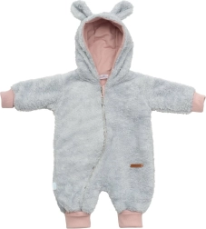 New Baby Teddy bear γκρι-ροζ παιδική χειμερινή φόρμα εξόδου