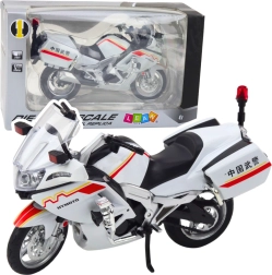 Μεταλλική μοτοσικλέτα 1:12 με φώτα και ήχους – λευκή με κόκκινα‑κίτρινα στοιχεία