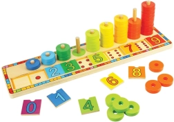 Ξύλινος εκπαιδευτικός πίνακας μέτρησης με δαχτυλίδια BIGJIGS