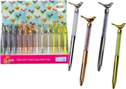 Στυλό με πουλάκι και λαμπερά κρυσταλλάκια, μπλε μελάνι 0,7 mm