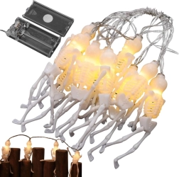 LED φωτεινή γιρλάντα Halloween με σκελετούς 2 m, 10 κρεμαστά, θερμό λευκό
