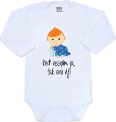 New Baby βρεφικό κορμάκι με στάμπα «Όταν δεν κοιμάμαι εγώ, τότε ούτε εσείς»