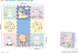 Μαλακό αφρώδες παζλ με ζωάκια 32 × 32 cm, 9 κομμάτια