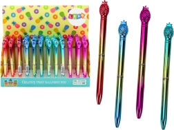 Στυλό διαρκείας με ανανά, χρυσό, μπλε ανταλλακτικό 0,7 mm