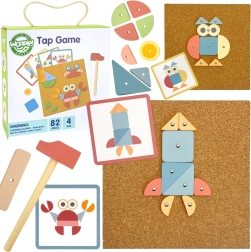 Ξύλινος κορκωτός πίνακας καρφώματος WOOPIE GREEN, 82 κομμάτια, 20 σχέδια