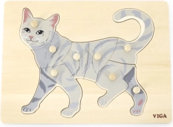 Ξύλινο παζλ με κουμπωτές λαβές γάτα VIGA montessori