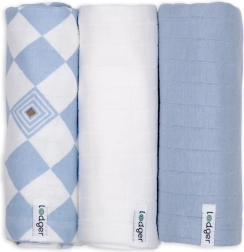 Lodger swaddler από οργανικό βαμβάκι Blue fogg, 70 × 70 cm (3 τεμ.)
