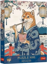 Παζλ Trefl Premium Plus Pets as Art: Διαλογισμός Shiba με νουντλς, 500 κομμάτια